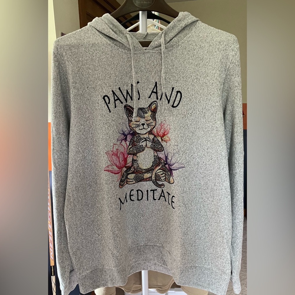 Women’s large light weight Yoga themed hoody.